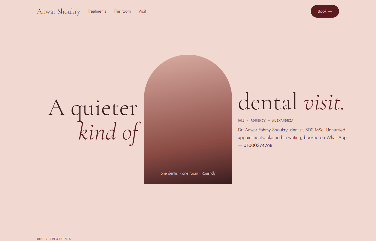 Soft rose design direction with generous white space.