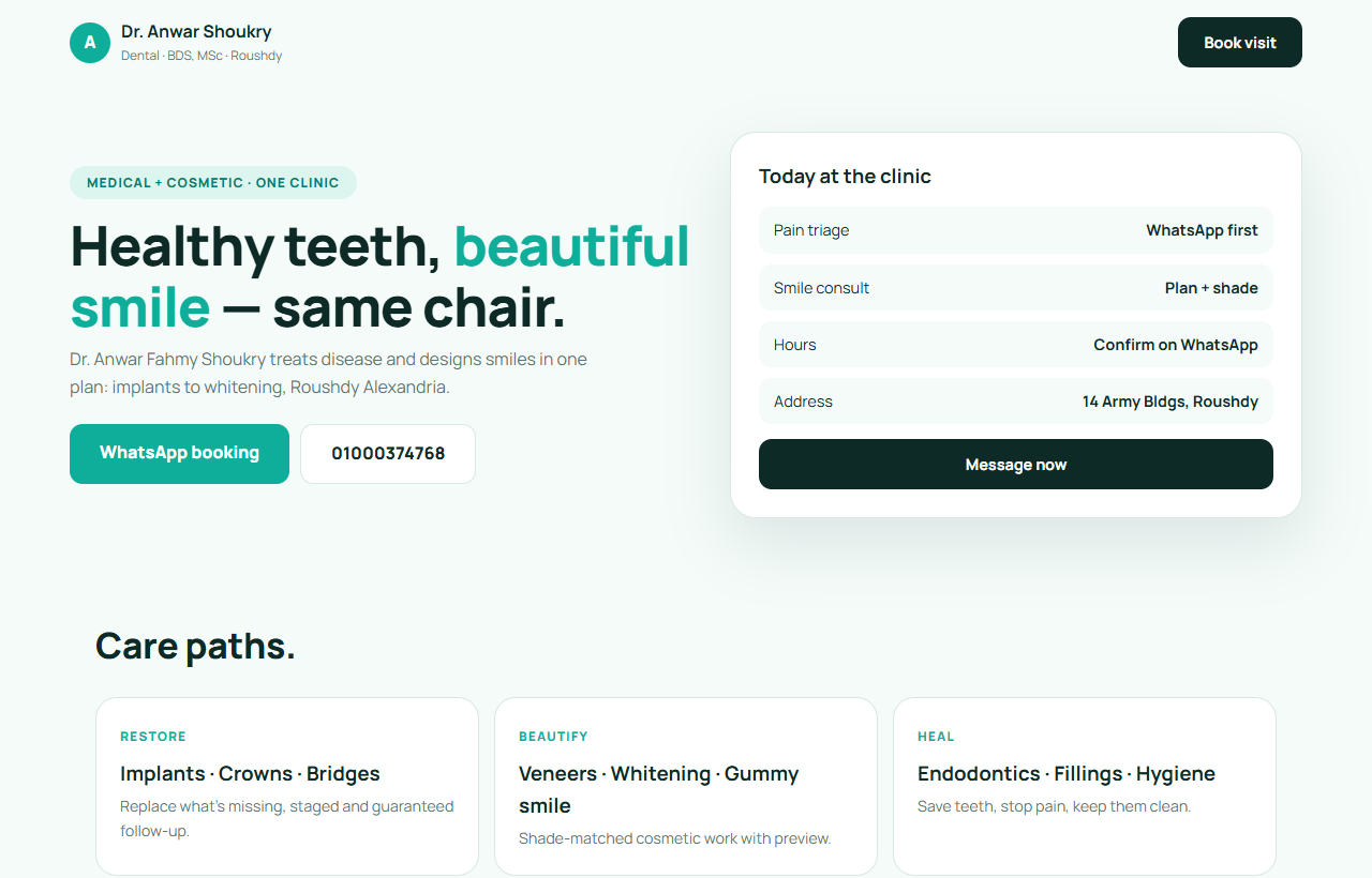 Cool mint clinical design direction.