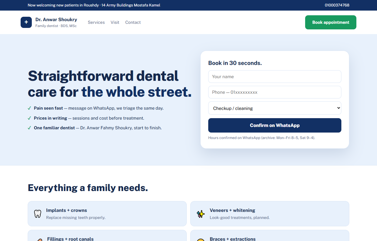 Navy trust design direction with a structured layout.